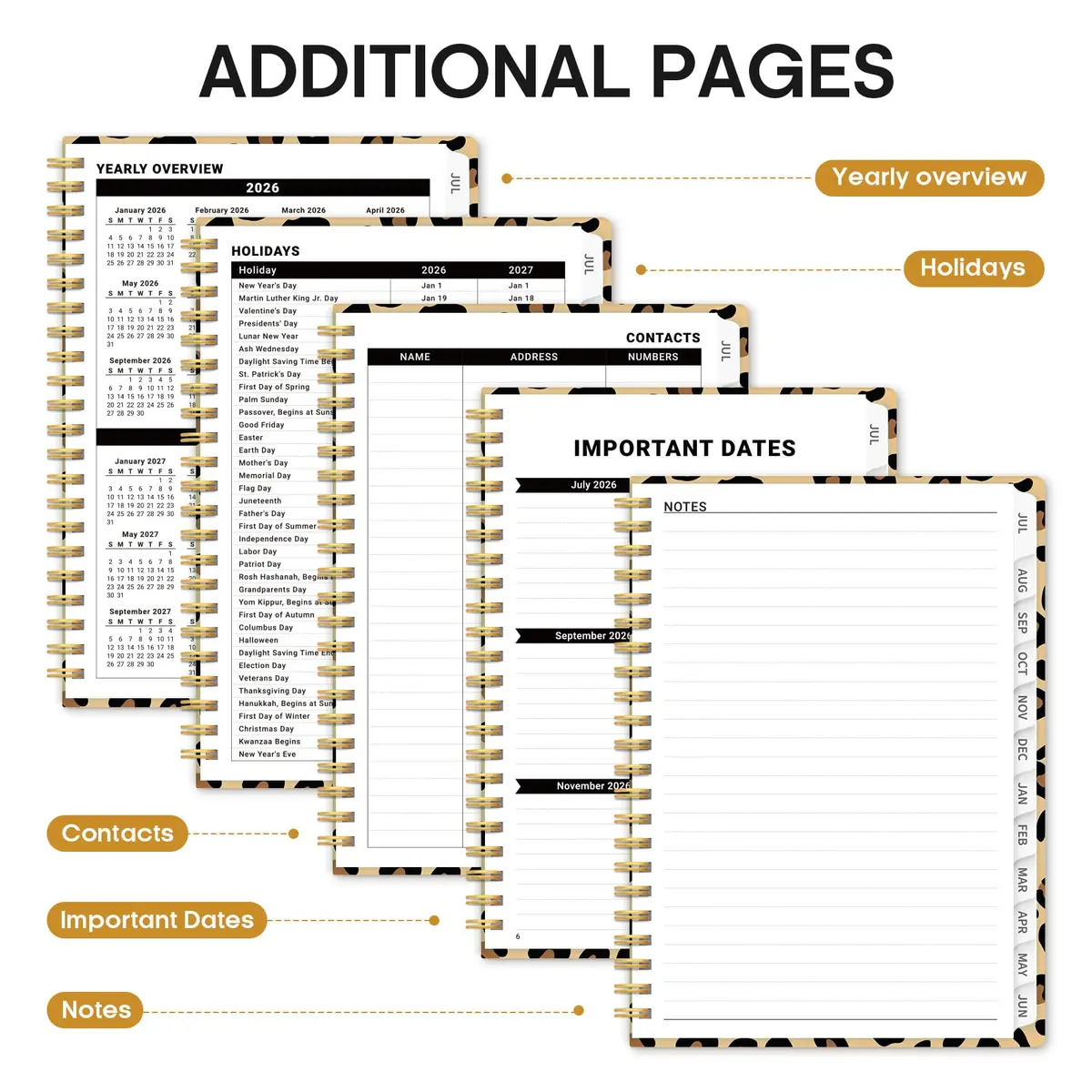 Taja Academic Planner 2026-2027, Monthly & Weekly Jul 2026-Jun 2027, 16.3cm x 21.7cm (6.3"x8.5") Hardcover Spiral Planner with Tabs | Organized for Students & Professionals - view 5