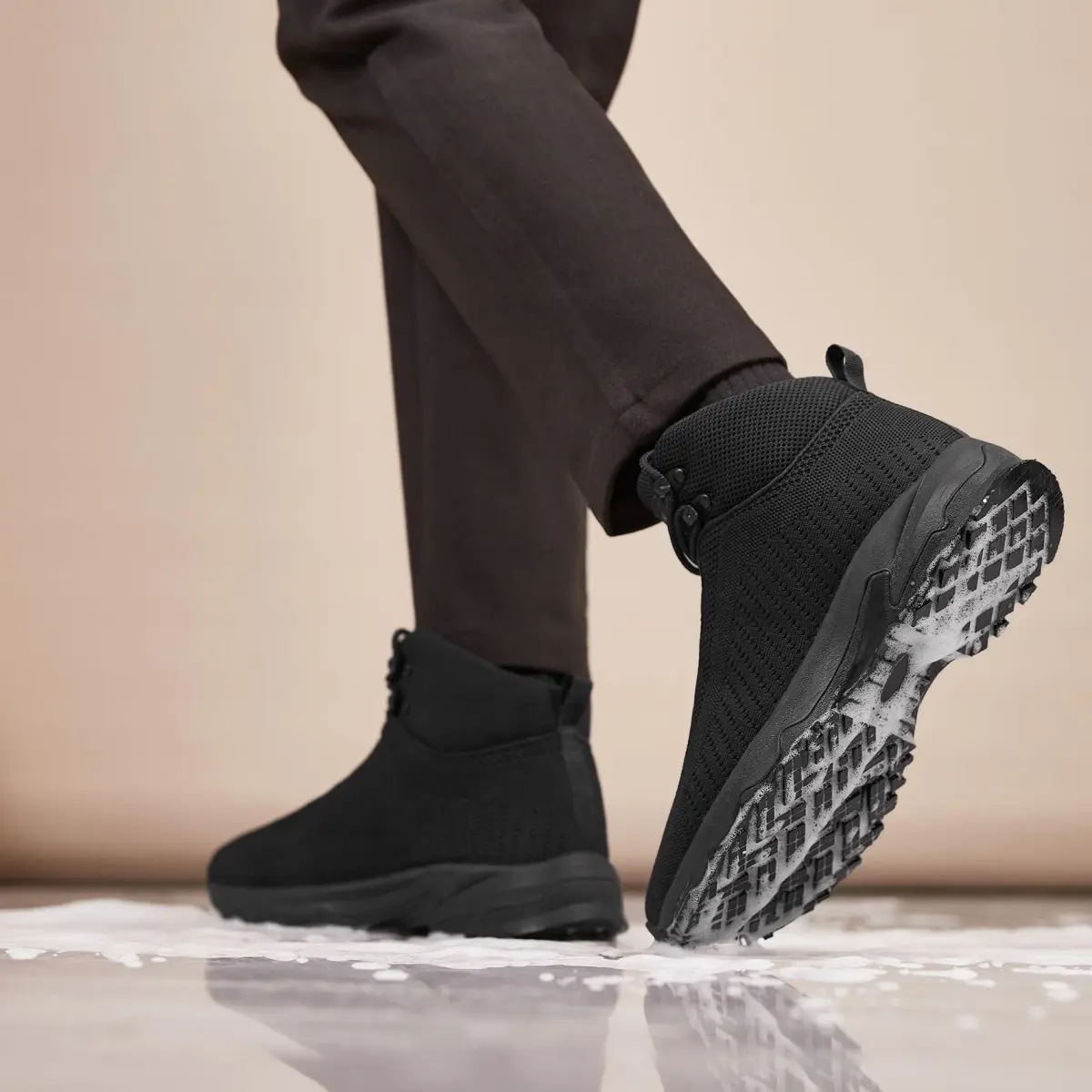 SHULOOK Black Non Slip Work Boots for Men — Size 7 Wide | Restaurant Kitchen Food Service Ankle High - view 2