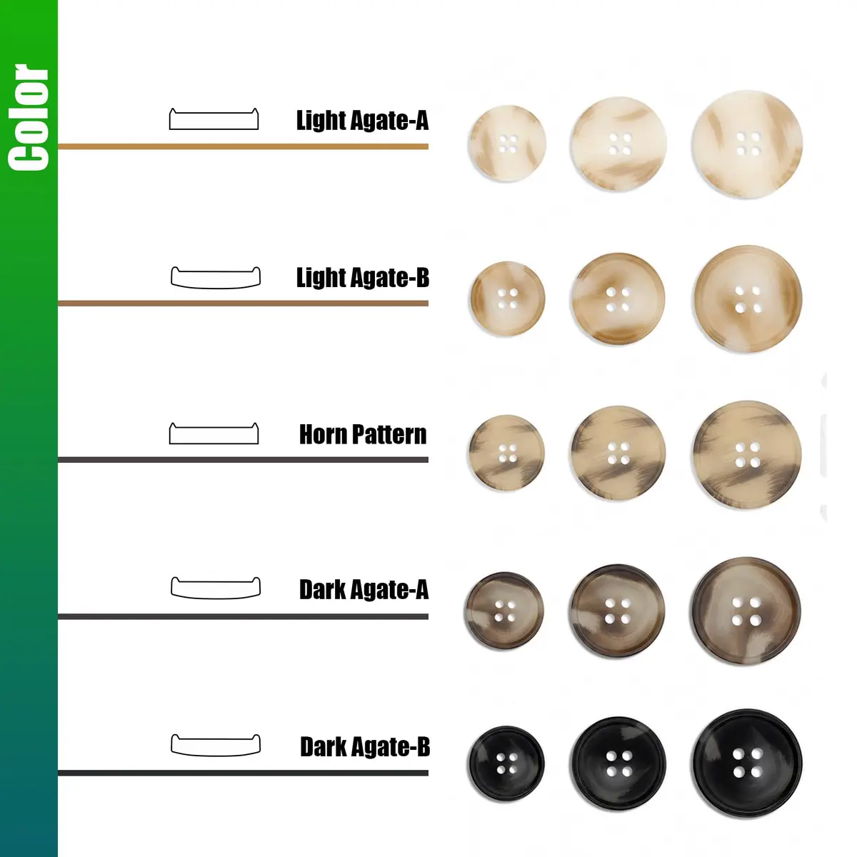 Renashed Faux Buffalo Horn Suit Coat Buttons 15mm, 20mm, 25mm (120-Piece Set) | Resin Buttons for Coats, Jackets, and Crafts - view 4