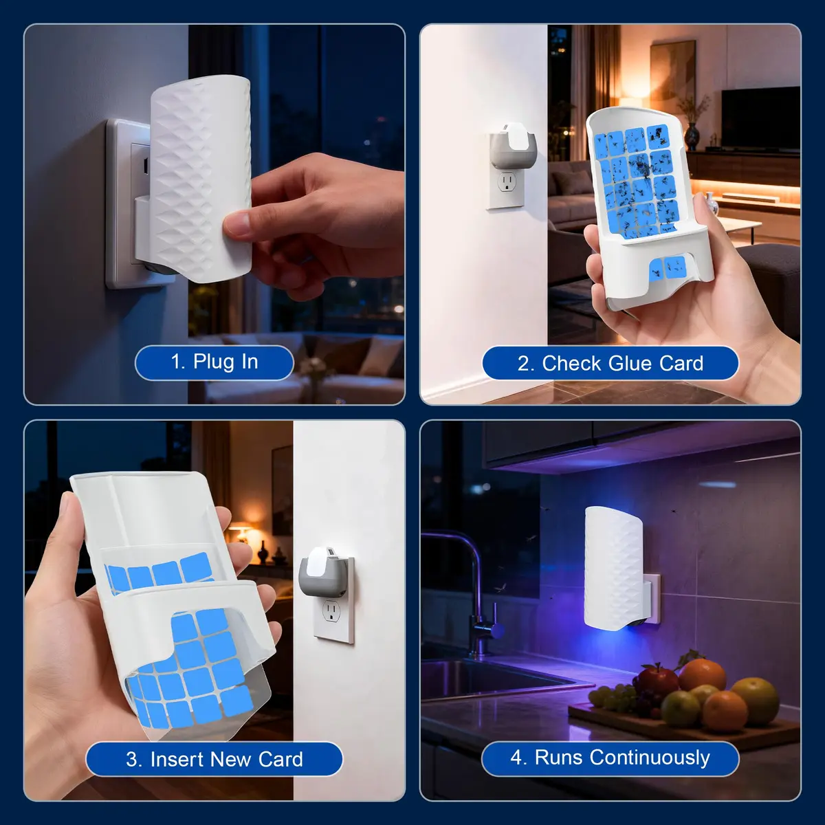 WowCatch Flying Insect Trap for Indoors | Blue UV Light, Silent & Mess-Free, 1 Device + 5 Refill - view 8