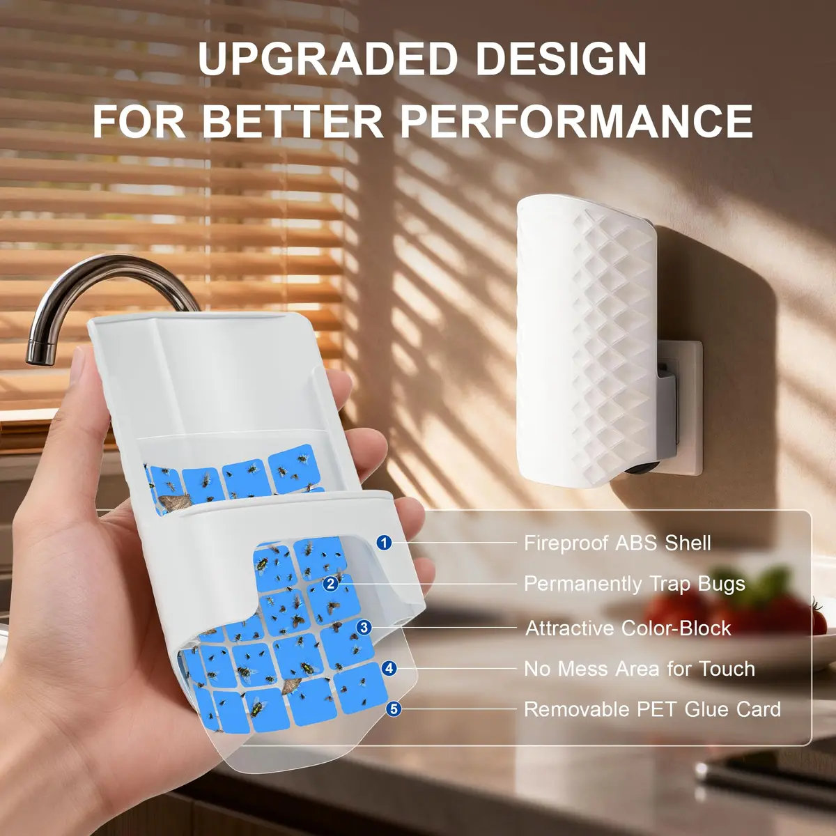 WowCatch Flying Insect Trap for Indoors | Blue UV Light, Silent & Mess-Free, 1 Device + 5 Refill - view 2