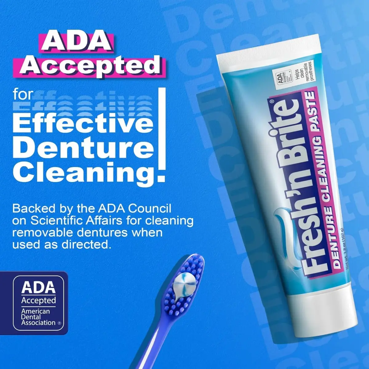 Fresh 'n Brite Denture Cleaner Paste Dual-Layer Mint 214g (7.6 oz) | ADA Accepted Formula - view 2
