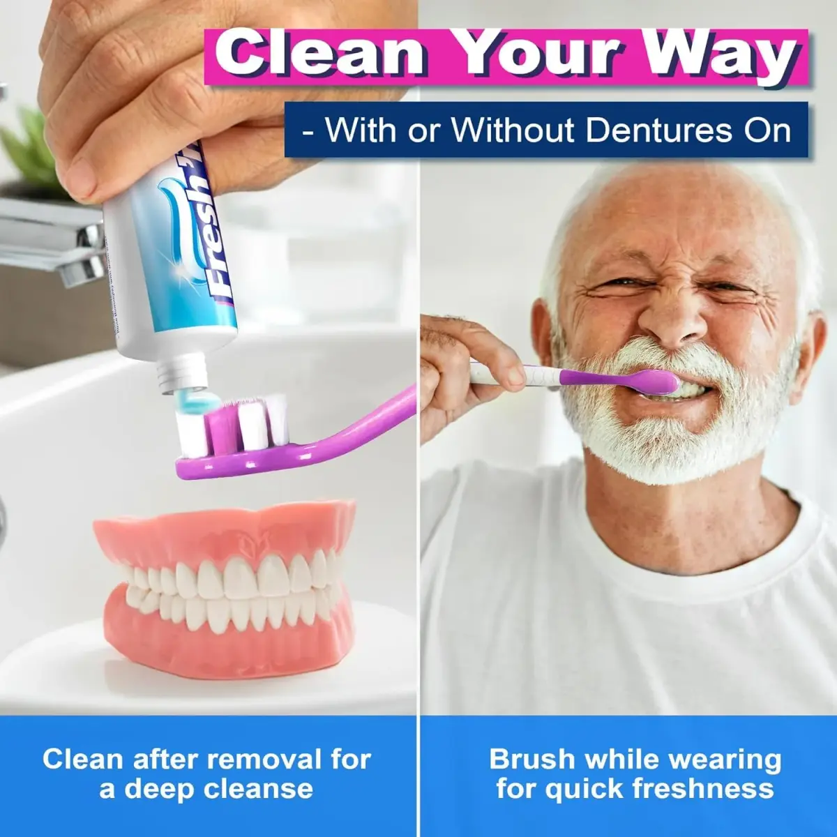 Fresh 'n Brite Denture Cleaner Paste Dual-Layer Mint 214g (7.6 oz) | ADA Accepted Formula - view 3