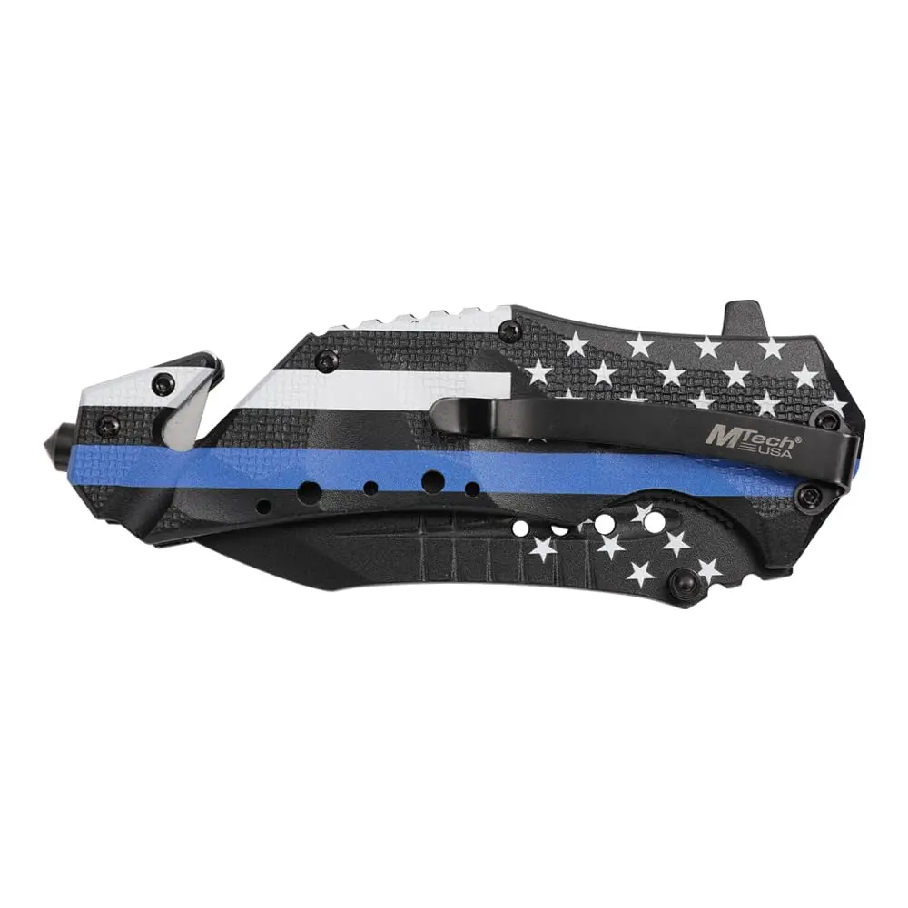 MTECH USA Folding Pocket Knife, Blue Line American Flag, 8.5 Inch Overall | Tactical Rescue & Everyday Carry - view 5