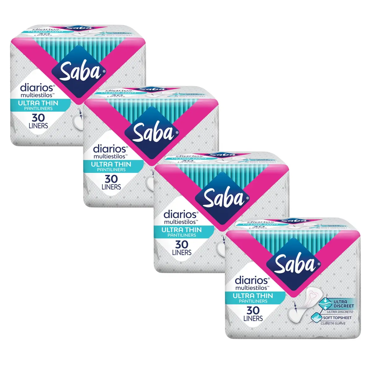 Saba Diarios Ultra Thin Multishape Panty Liners 120 Count | Light Daily Protection, Discreet & Comfortable - main product image