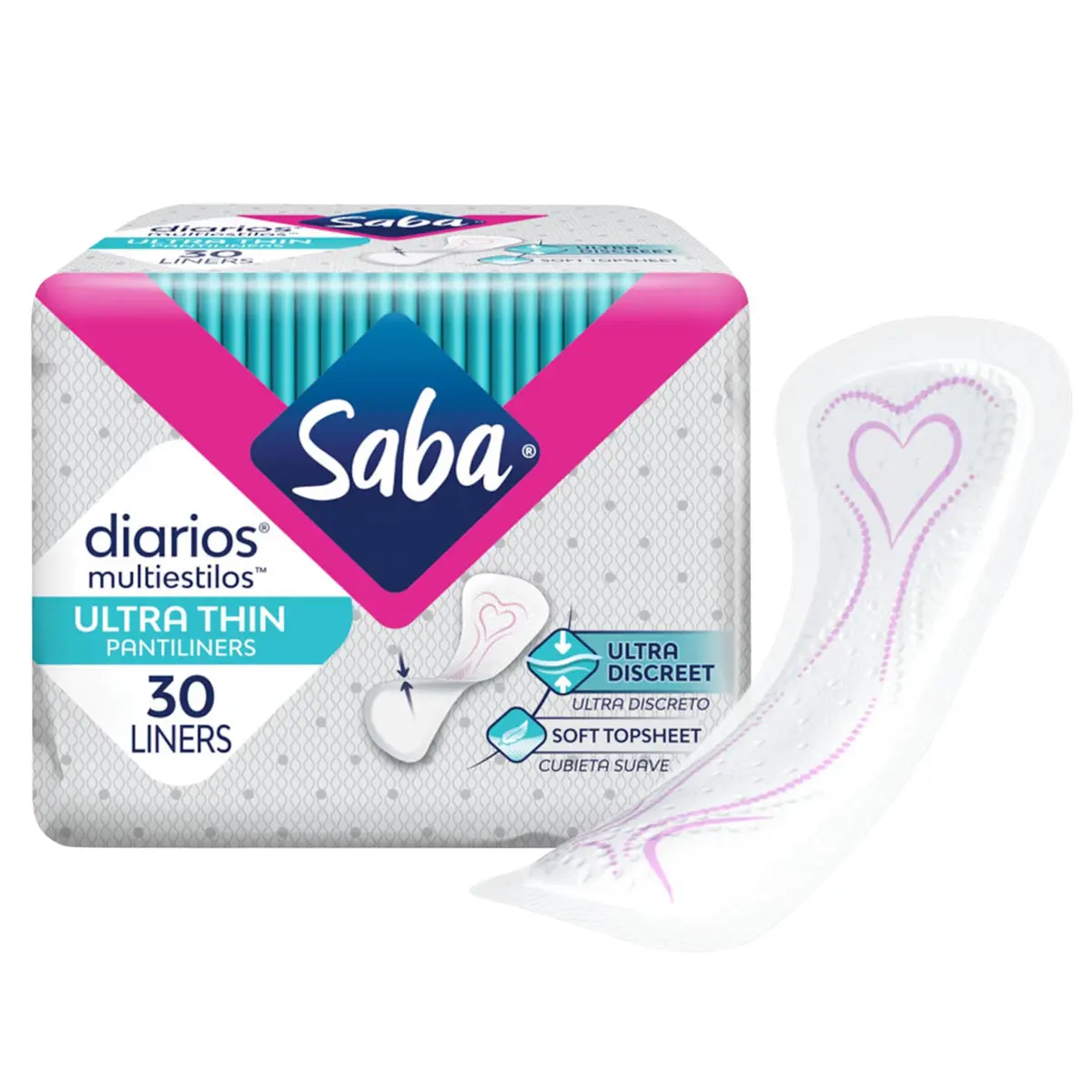 Saba Diarios Ultra Thin Multishape Panty Liners 120 Count | Light Daily Protection, Discreet & Comfortable - view 2