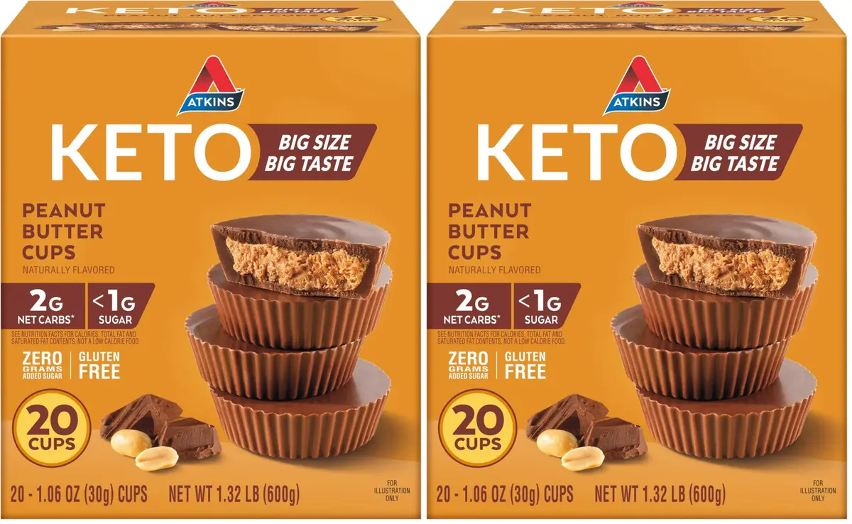 Atkins Keto Peanut Butter Cups 20 Count | Naturally Flavored, Zero Sugar, Gluten Free - main product image