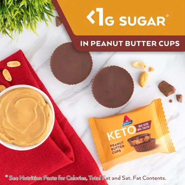 Atkins Keto Peanut Butter Cups 20 Count | Naturally Flavored, Zero Sugar, Gluten Free - view 4