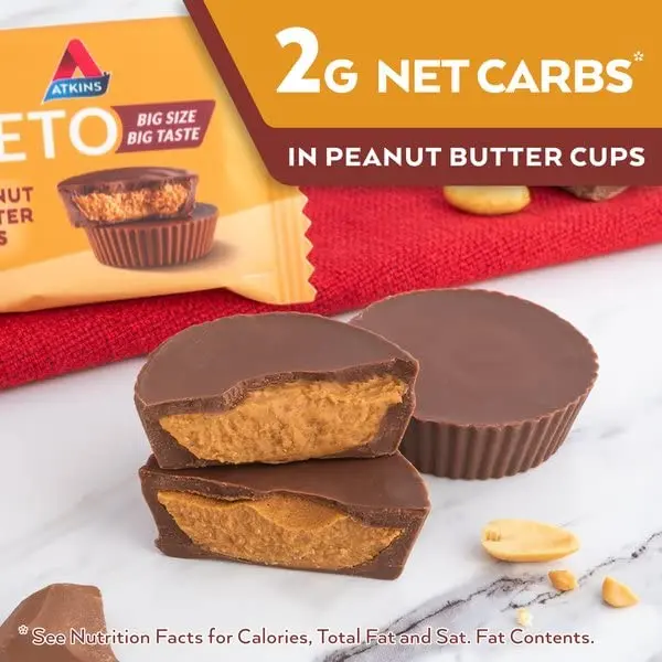 Atkins Keto Peanut Butter Cups 20 Count | Naturally Flavored, Zero Sugar, Gluten Free - view 7
