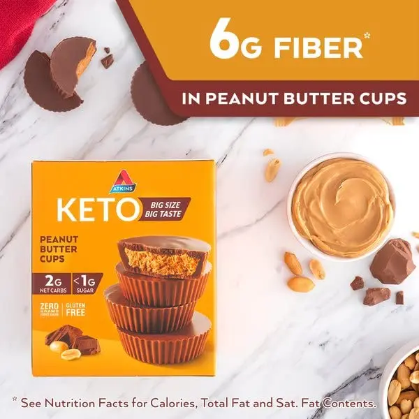 Atkins Keto Peanut Butter Cups 20 Count | Naturally Flavored, Zero Sugar, Gluten Free - view 8
