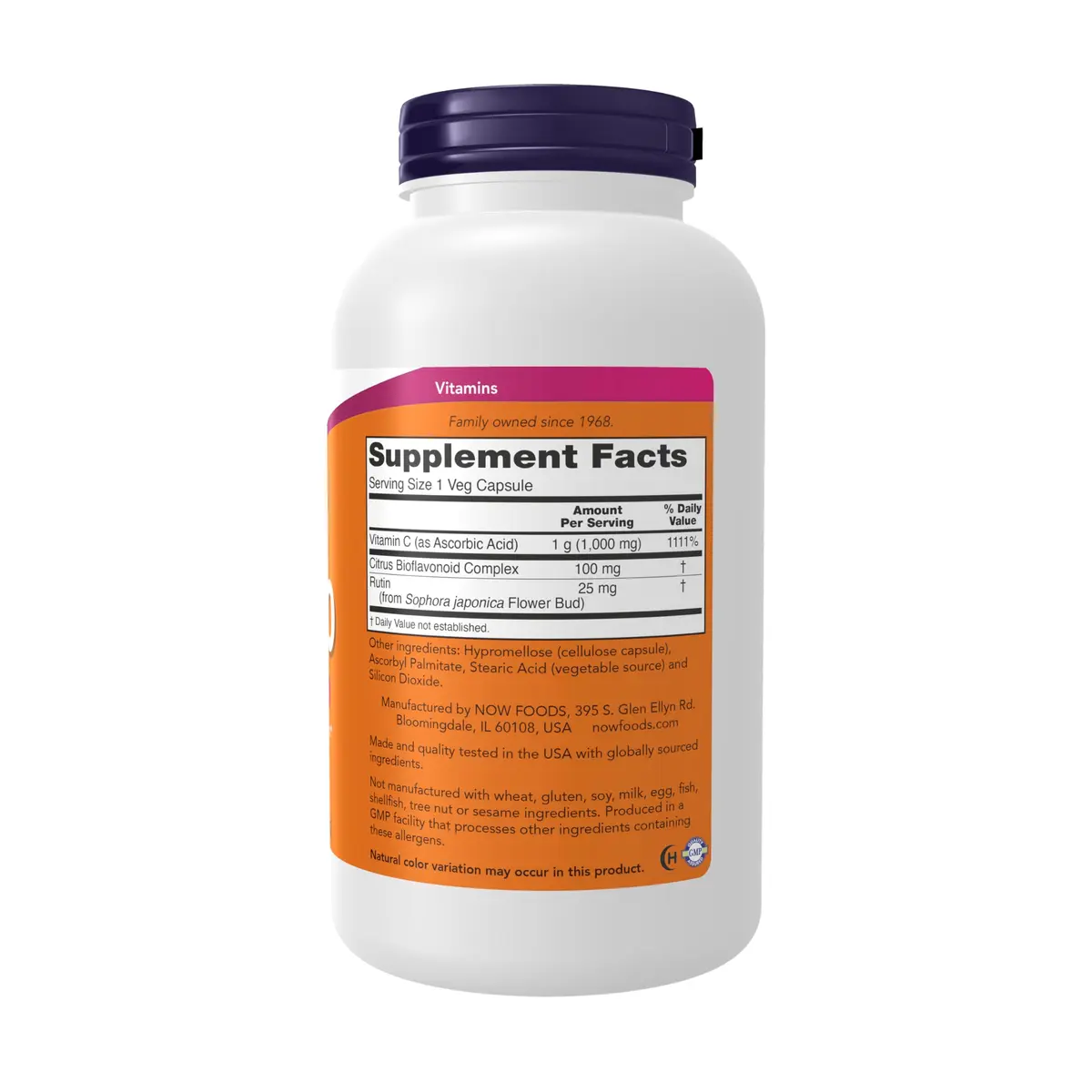 NOW Foods Vitamin C-1,000 with Bioflavonoids 250 Veg Capsules | Antioxidant & Collagen Support - view 2