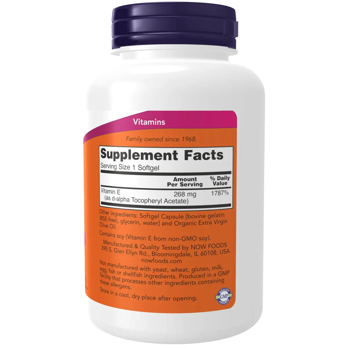 NOW Foods Vitamin E-400 IU Softgels | Antioxidant Support for Cellular & Vascular Health in India - view 2