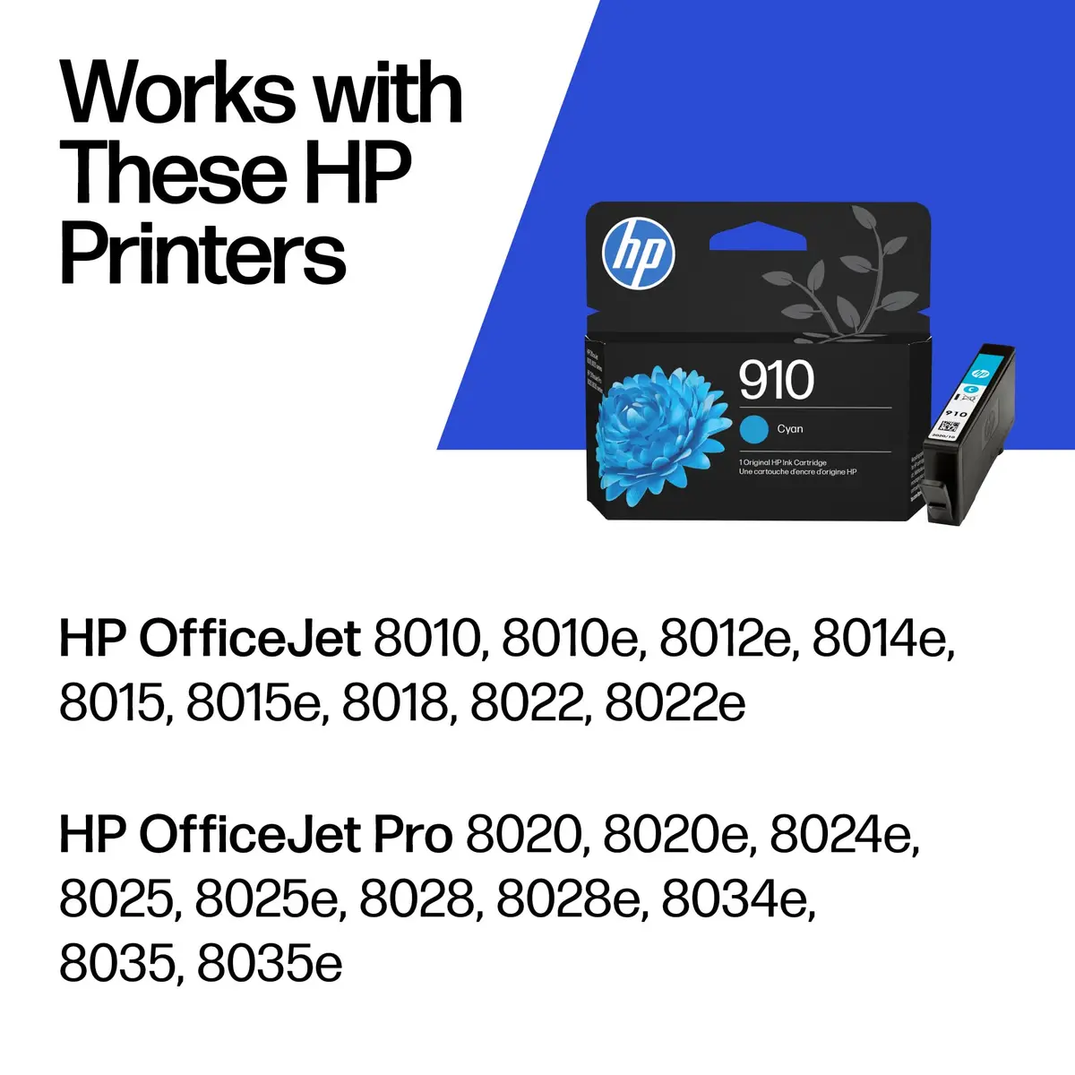 HP 910 Cyan Ink Cartridge 2 Pack | Fade-Resistant Documents & Brilliant Images - view 2