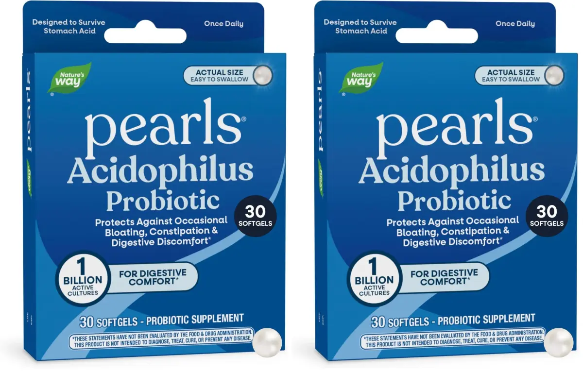 Nature's Way Probiotic Pearls Acidophilus Softgels 60 Count (Pack of 2) | Supports Digestive Balance & Gut Health - main product image