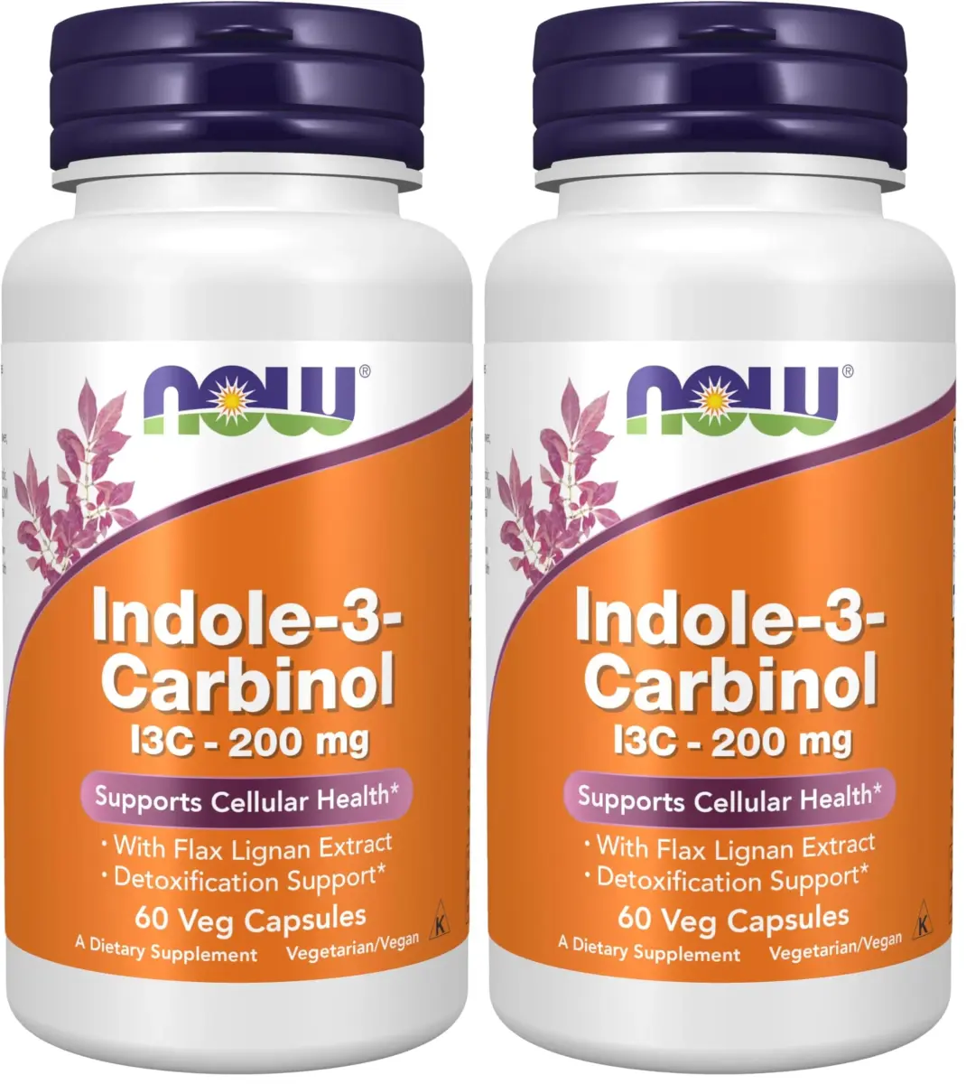 NOW Foods Indole-3-Carbinol 200 mg with Flax Lignan Extract 120 Veg Capsules (Pack of 2) | Detoxification Support with Flax Seed Lignan Extract - main product image