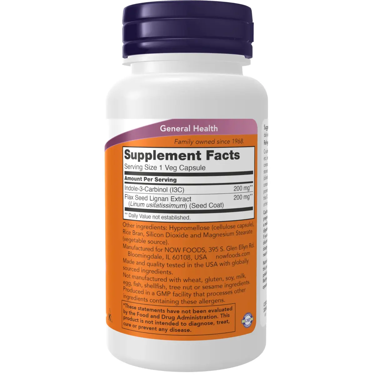 NOW Foods Indole-3-Carbinol 200 mg with Flax Lignan Extract 120 Veg Capsules (Pack of 2) | Detoxification Support with Flax Seed Lignan Extract - view 2