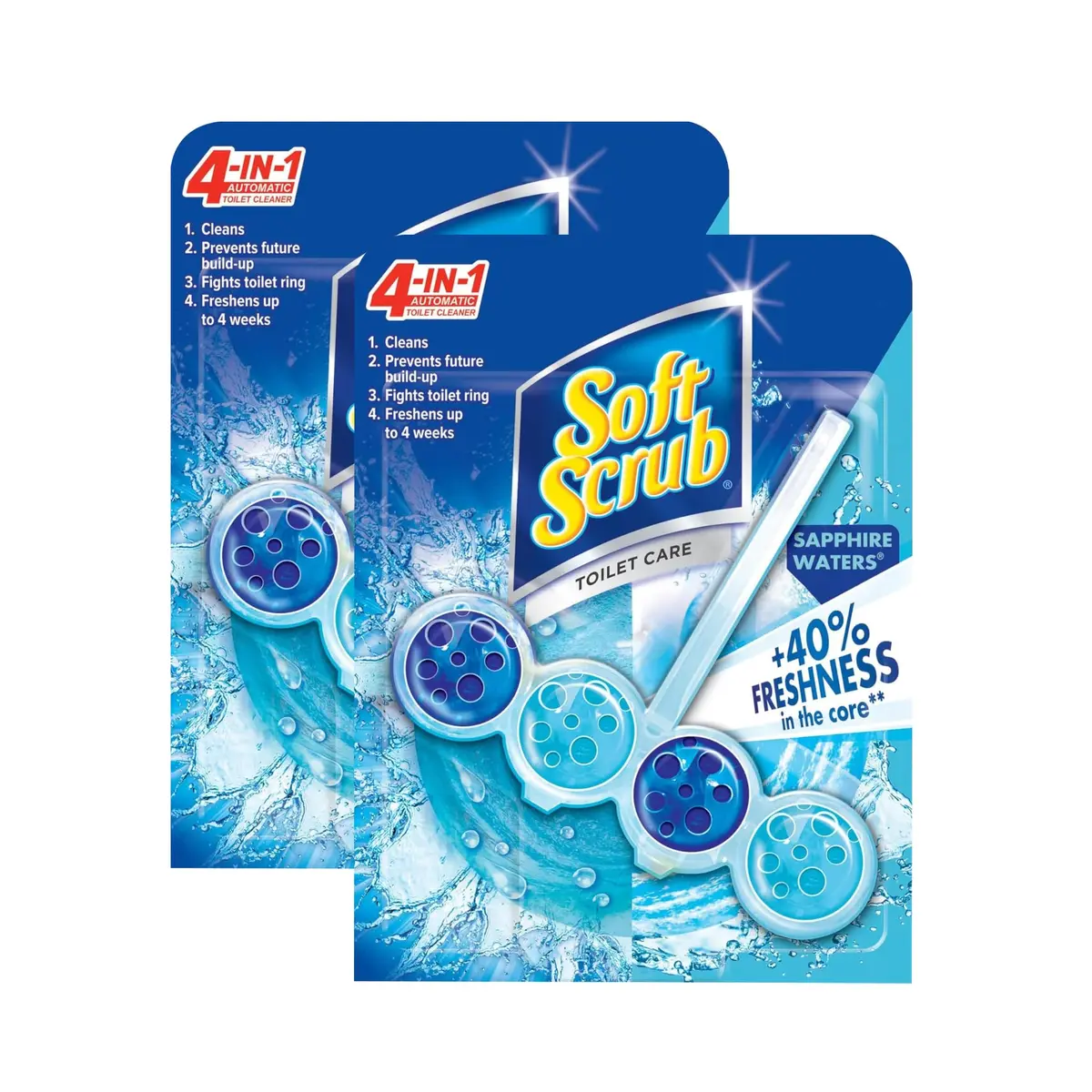 Soft Scrub 4-in-1 Rim Hanger Toilet Bowl Cleaner 12 Pack | Sapphire Waters, Automatic Freshening - main product image