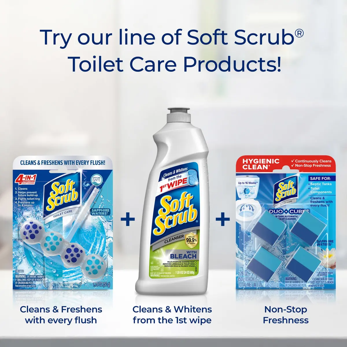 Soft Scrub 4-in-1 Rim Hanger Toilet Bowl Cleaner 12 Pack | Sapphire Waters, Automatic Freshening - view 9
