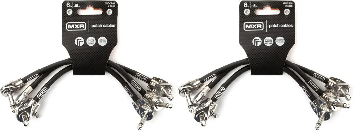 MXR Patch Cable 6 in|15 cm | Clear, Noise-Resistant, Flexible, 3-Pack - main product image