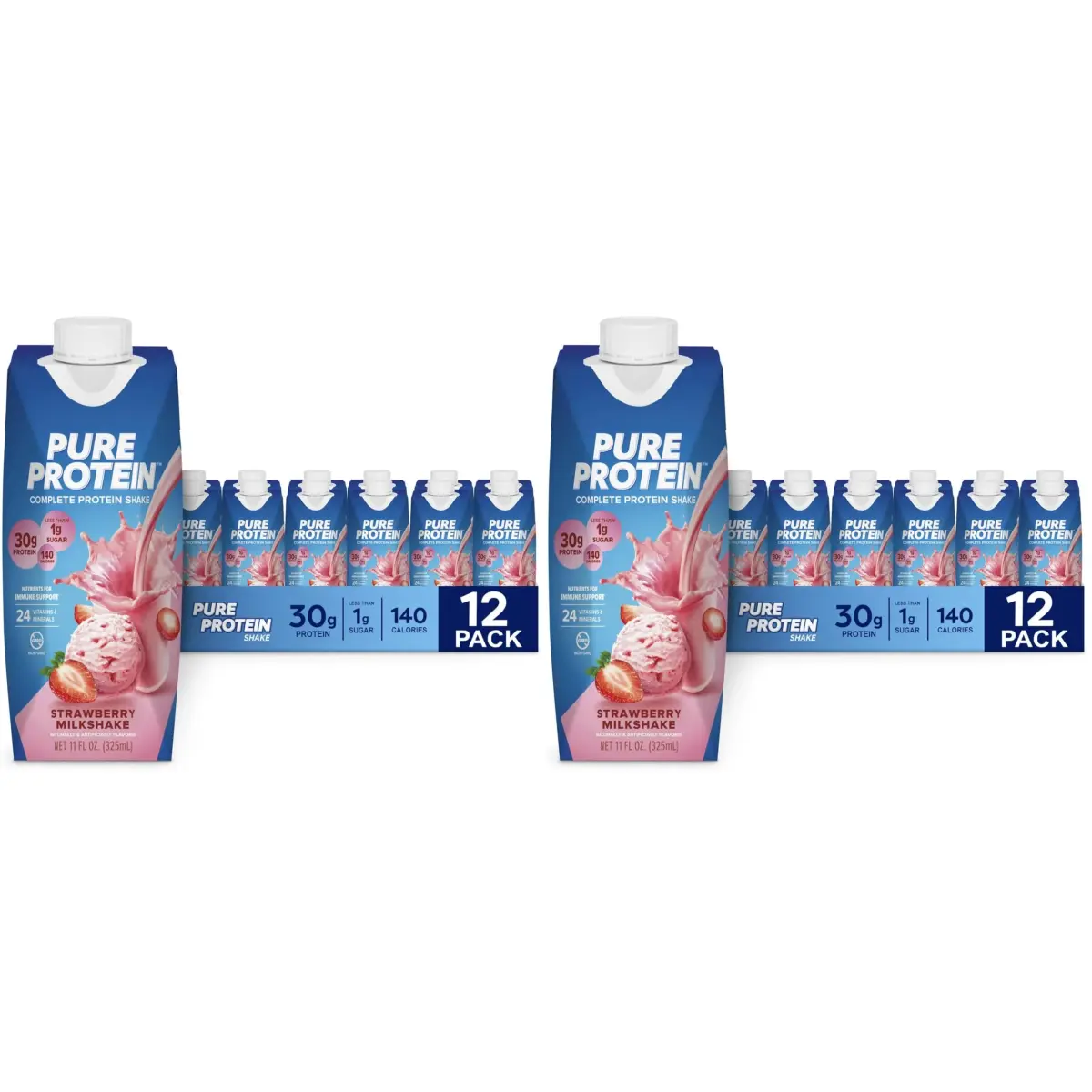 Pure Protein Strawberry Protein Shake 264ml (8.95 Fl Oz) | 30g Complete Protein, Keto-Friendly, Immune Support - main product image