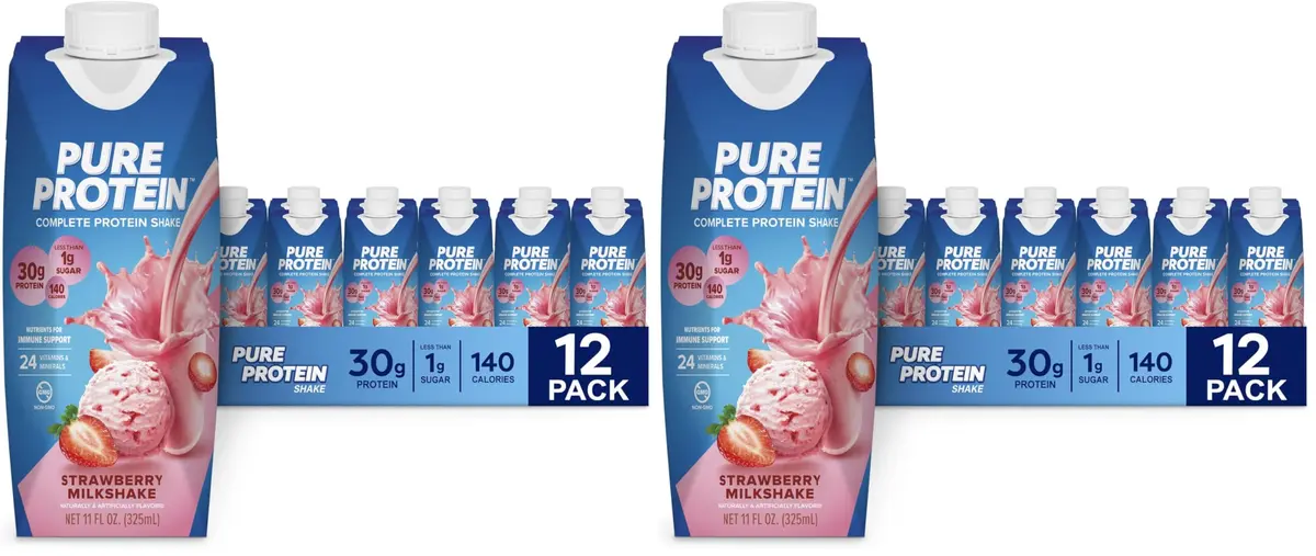 Pure Protein Strawberry Protein Shake 264ml (8.95 Fl Oz) | 30g Complete Protein, Keto-Friendly, Immune Support - main product image