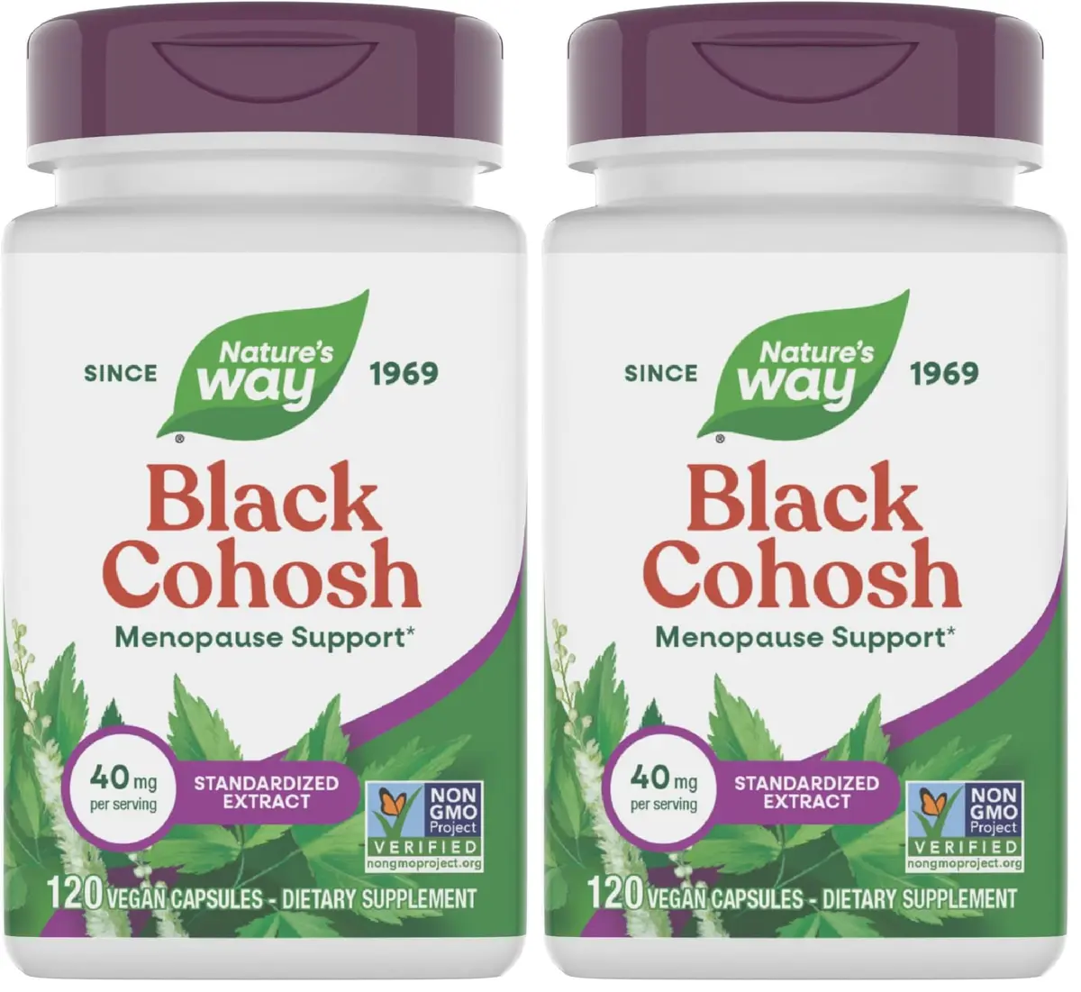 Nature's Way Black Cohosh Premium Extract Vegan Capsules 240 Count (120 Count Pack of 2) | Menopause Support with 40 mg per Serving - main product image