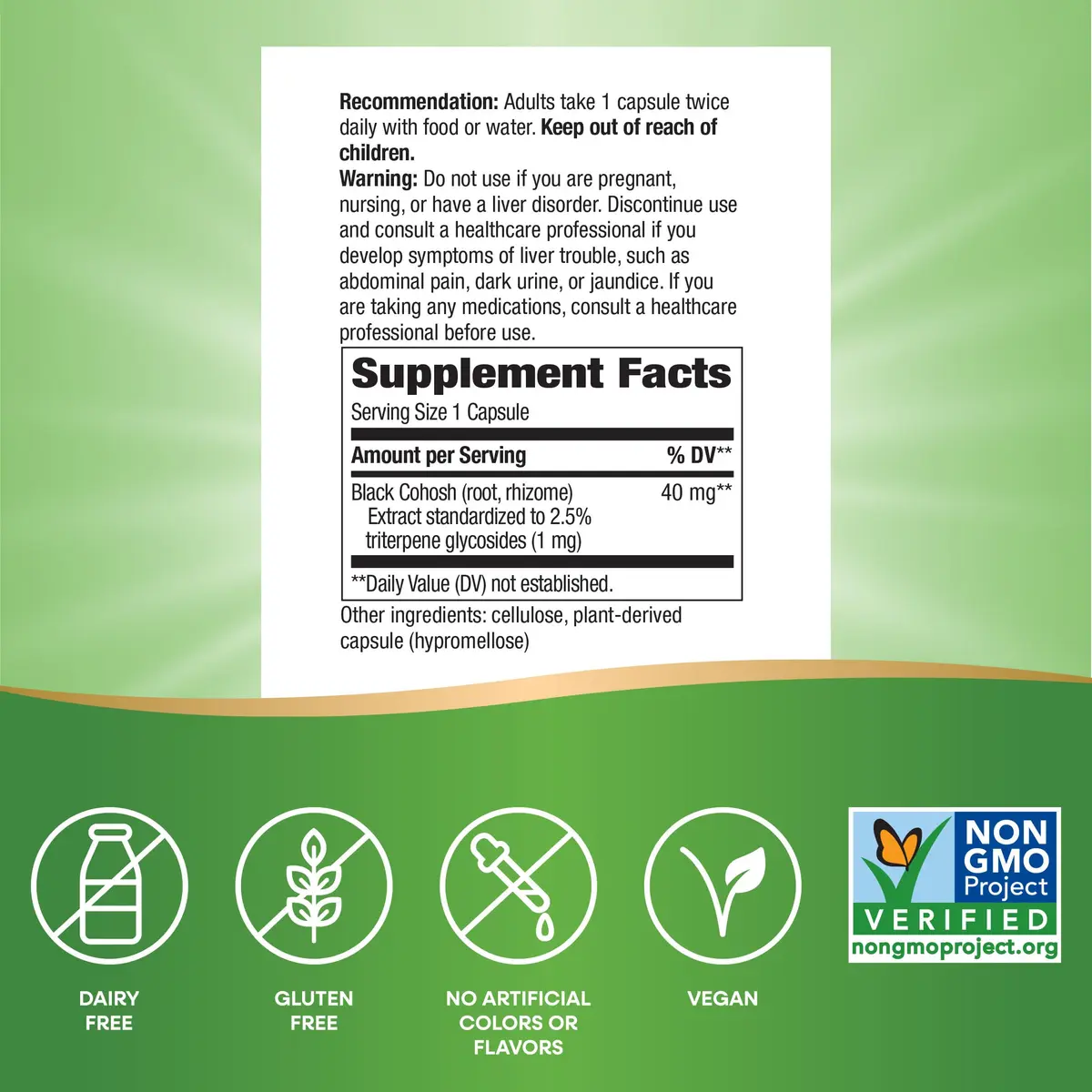 Nature's Way Black Cohosh Premium Extract Vegan Capsules 240 Count (120 Count Pack of 2) | Menopause Support with 40 mg per Serving - view 5