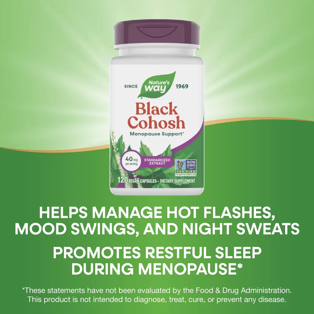 Nature's Way Black Cohosh Premium Extract Vegan Capsules 240 Count (120 Count Pack of 2) | Menopause Support with 40 mg per Serving - view 4