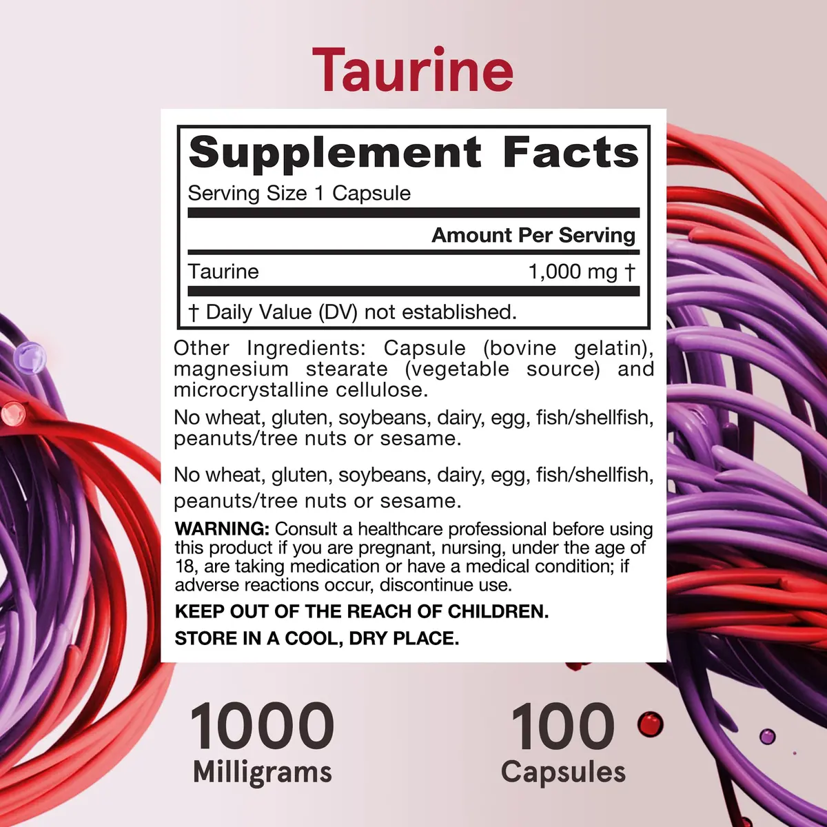 Jarrow Formulas Taurine 1000 mg Capsules | 200 Count (Pack of 2) | Amino Acid Supplement for Brain Health Support - view 6