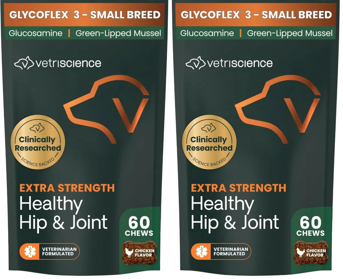 VetriScience Extra Strength Healthy Hip & Joint Chews for Small Dogs | 60 Chews (120 Total Chews) | Supports Mobility & Flexibility - main product image