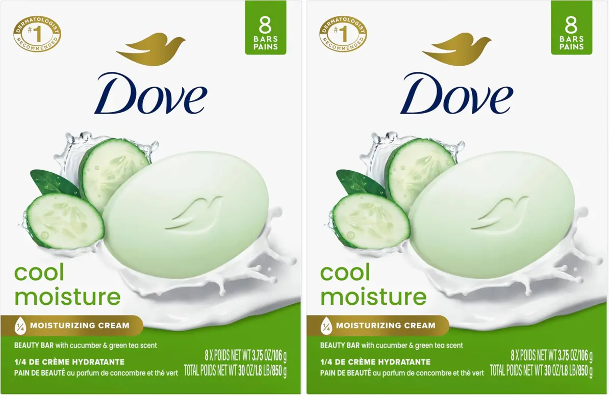 Dove Moisture Beauty Bar Soap 3.75 oz Pack of 16 | Refreshing Cucumber & Green Tea - main product image