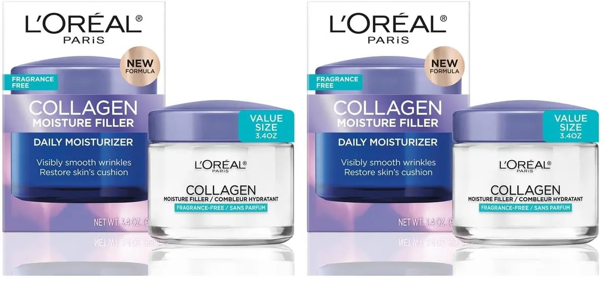 L'Oreal Paris Collagen Moisture Filler Face Cream 177ml (3.4 Oz Pack of 2) | Fragrance-Free Hydration for Plump Skin - main product image
