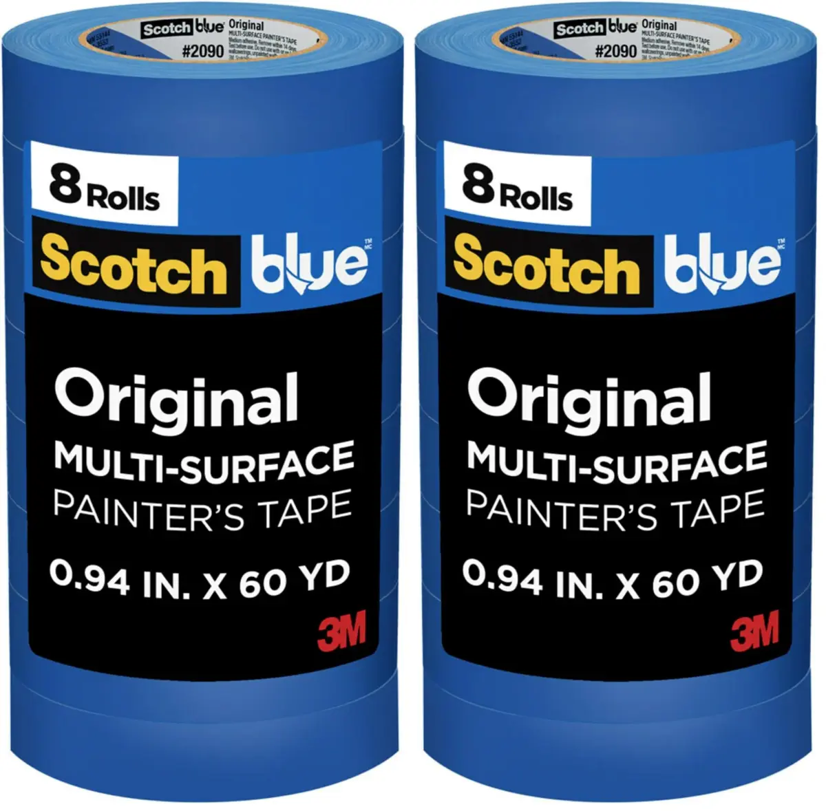 ScotchBlue Original Multi-Surface Painter's Tape 2.4cm (0.94") x 54.9m (60 Yds) Rolls | 14-Day Clean Removal - main product image