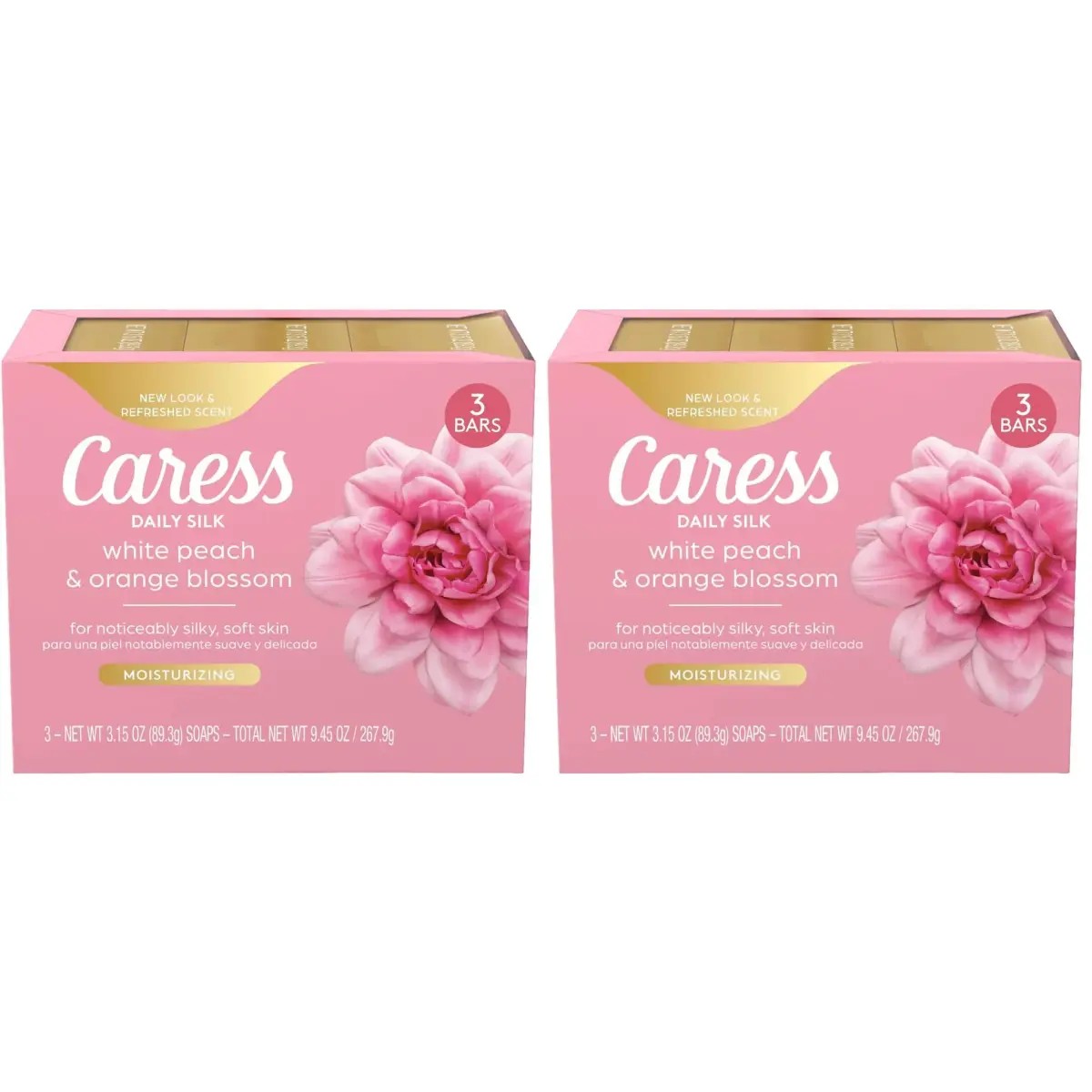 Caress Daily Silk Beauty Bar Soap with White Peach & Orange Blossom Scent, 3.15 oz Bar, Pack of 6 | Moisturizing Cleanser for Silky Soft Skin - main product image