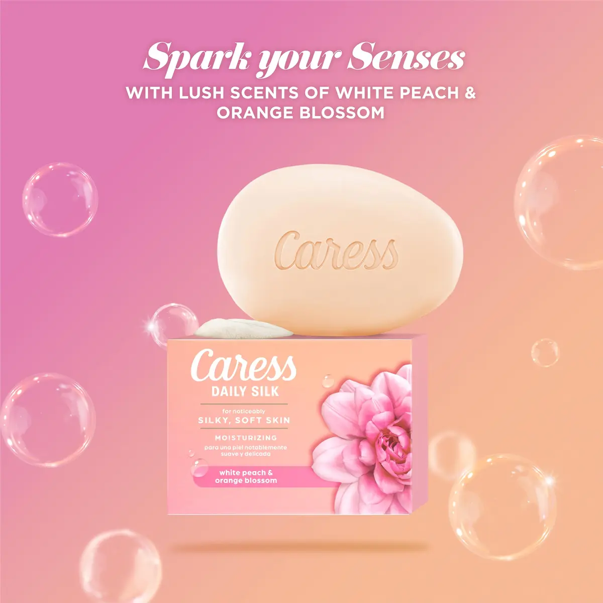 Caress Daily Silk Beauty Bar Soap with White Peach & Orange Blossom Scent, 3.15 oz Bar, Pack of 6 | Moisturizing Cleanser for Silky Soft Skin - view 4