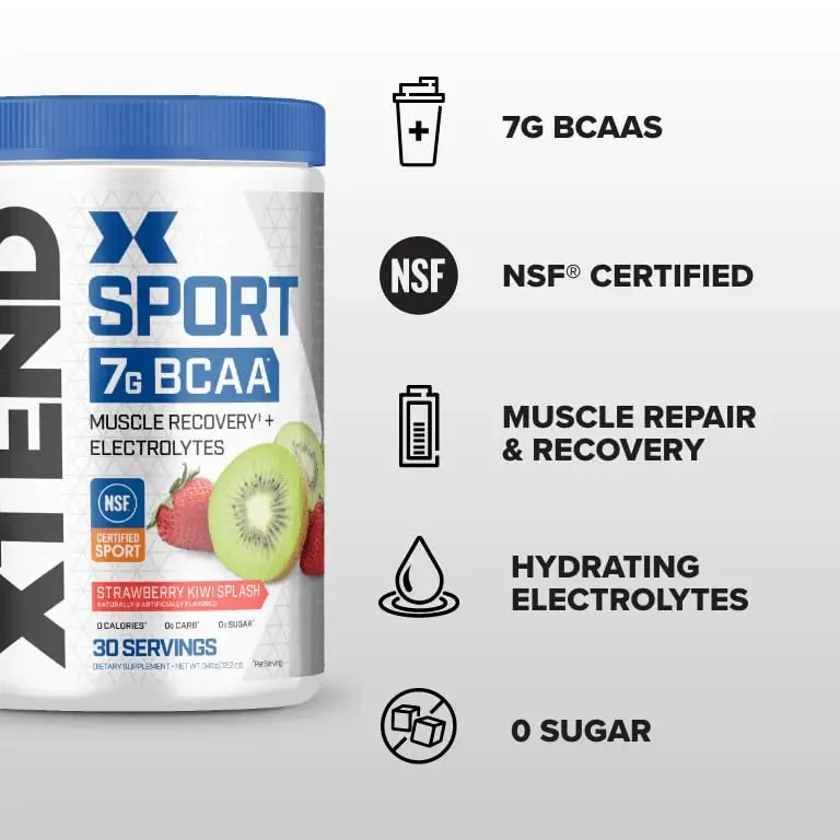 Xtend BCAA Powder Strawberry Kiwi Splash | Electrolyte Recovery & Hydration (12.2 oz, Pack of 2) - view 8