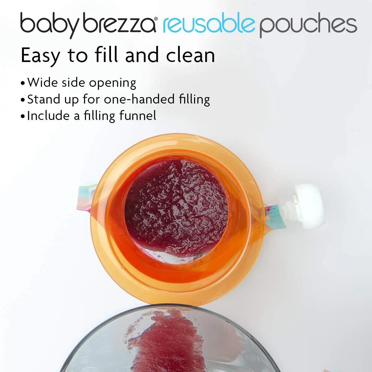 Baby Brezza Reusable Baby Food Storage Pouches 7oz (200ml) | Pack of 20, Freezer Safe, Leak-Proof - view 6
