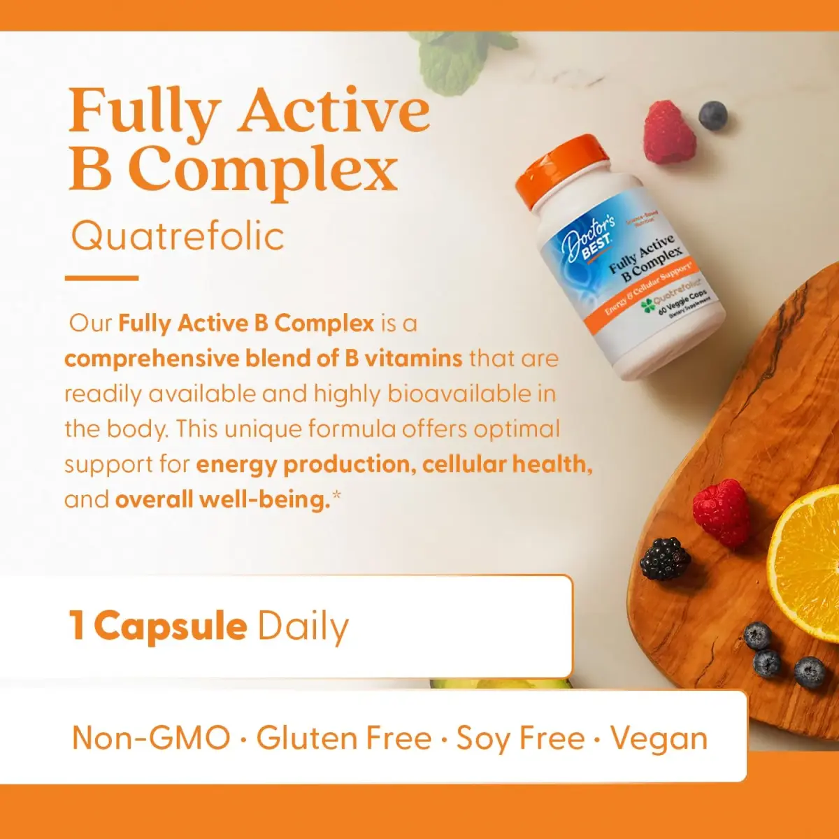 Doctor's BEST Fully Active B Complex Supplement 120 Count (Pack of 2) | Energy & Cellular Support with Methylated B12 & Folate - view 4