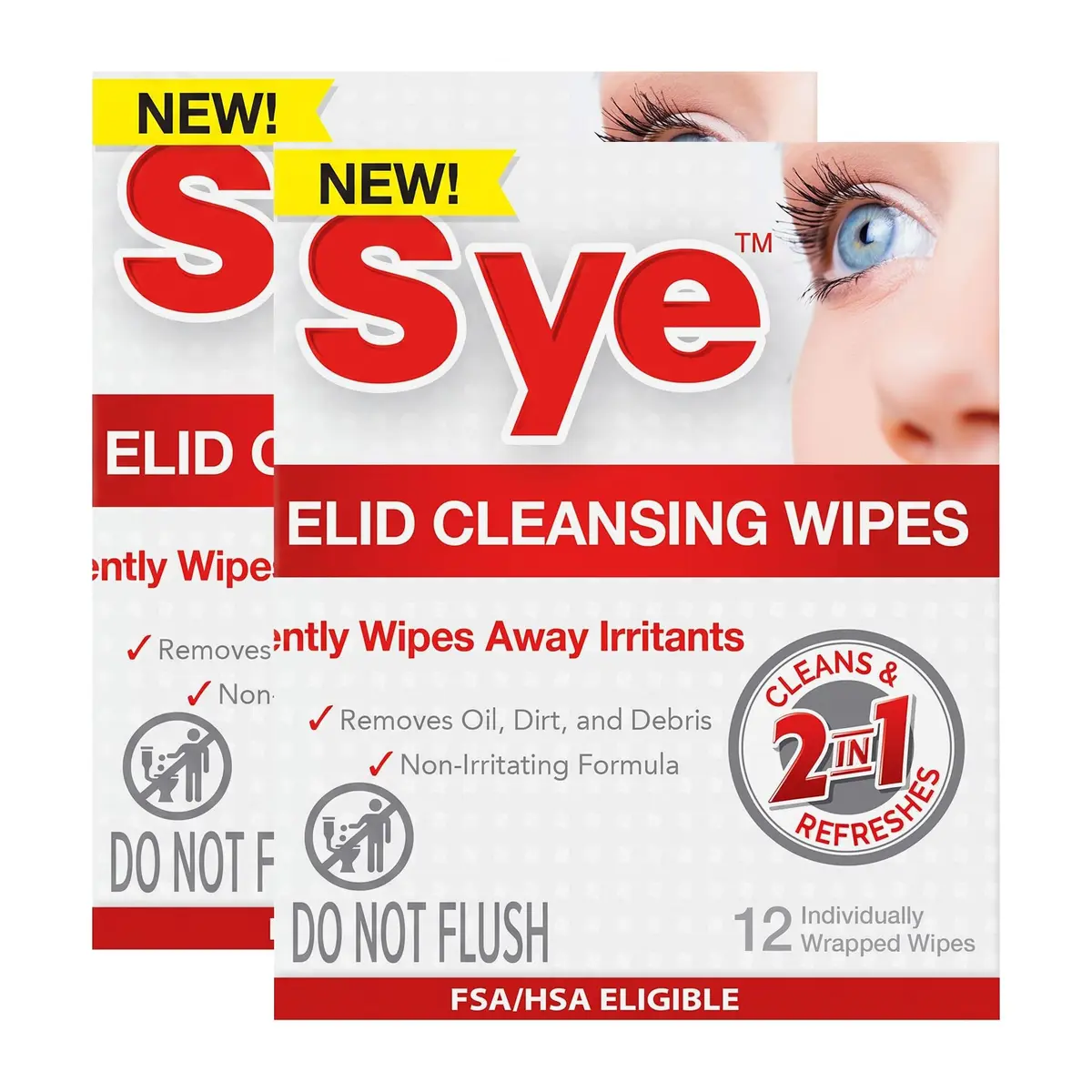 Stye Cleansing Wipes – Individually Wrapped Face Wipes Gently Remove Oil, Dirt & Contaminants, 12 Count (Pack of 2) | Ophthalmologist-Tested - main product image