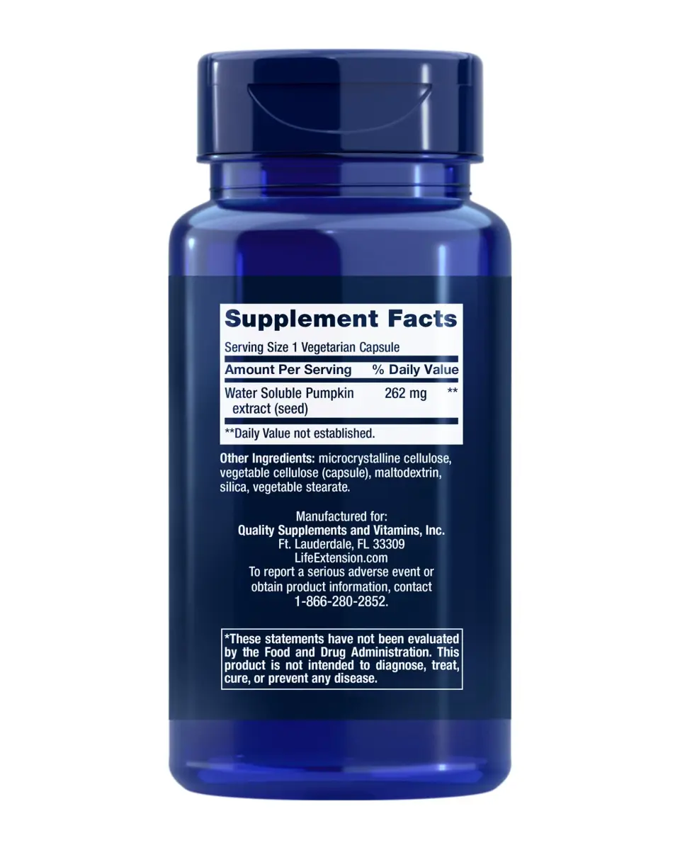 Life Extension Water-Soluble Pumpkin Seed Extract Capsules 120 Count (Pack of 2) | Supports Prostate & Urinary Tract Health - view 2