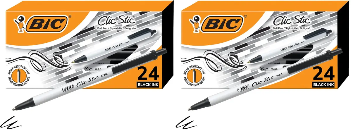 BIC Clic Stic Retractable Ballpoint Pens, Medium Point (1.0mm), 48 Count | Smooth Ink Flow - main product image