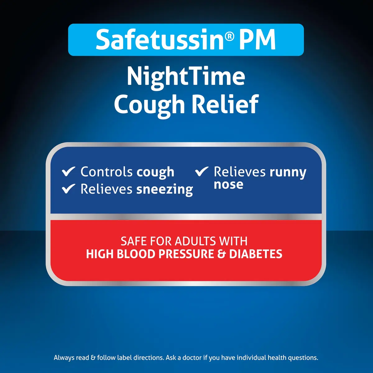 Safetussin PM Night Time Cold and Cough Medicine for Adults, 8 oz | 16 Fl Oz Syrup for Night Relief - view 4