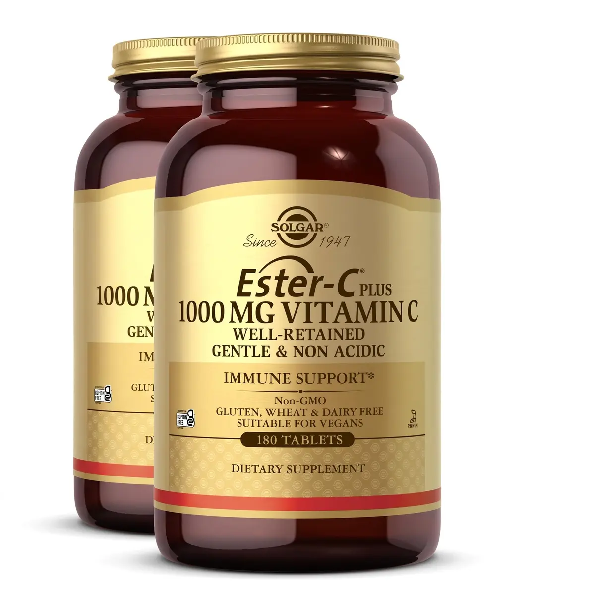 Solgar Ester-C Plus 1000 mg Vitamin C (Ascorbate Complex) 180 Tablets | Gentle & Non Acidic, Supports Immune & Respiratory Health - main product image
