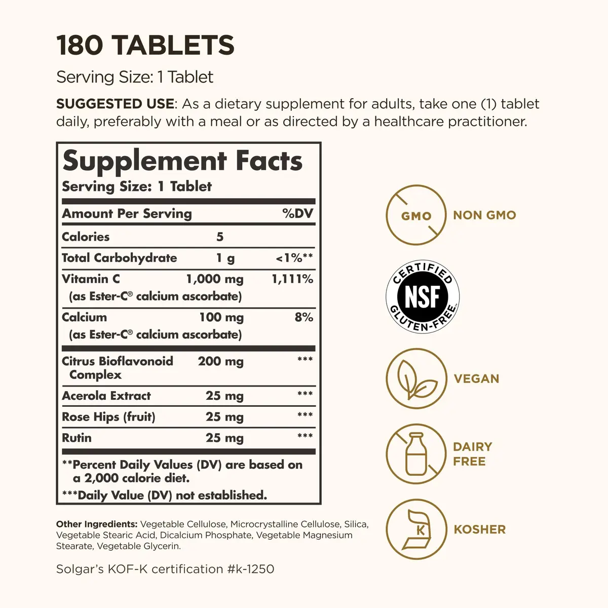 Solgar Ester-C Plus 1000 mg Vitamin C (Ascorbate Complex) 180 Tablets | Gentle & Non Acidic, Supports Immune & Respiratory Health - view 2