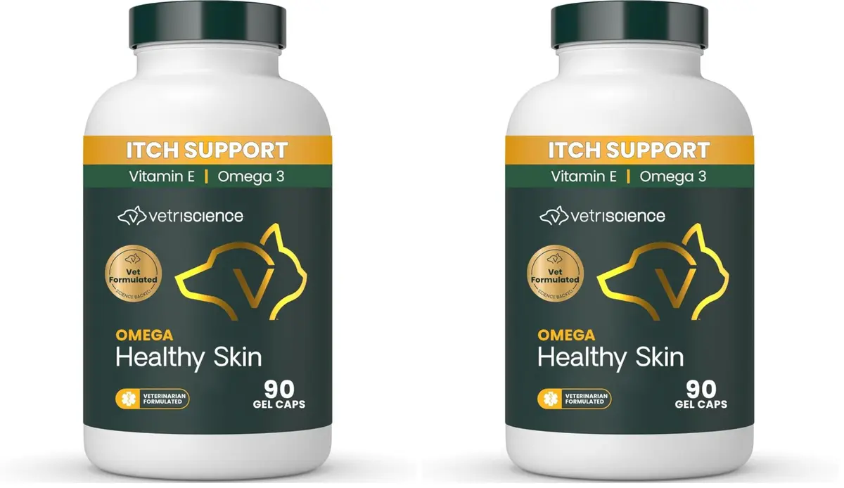 VetriScience Omega Healthy Skin Capsules 180 Count (90 Chews x 2) | Fish Oil Supplement for Dogs & Cats with 750mg Omega Fatty Acids - main product image