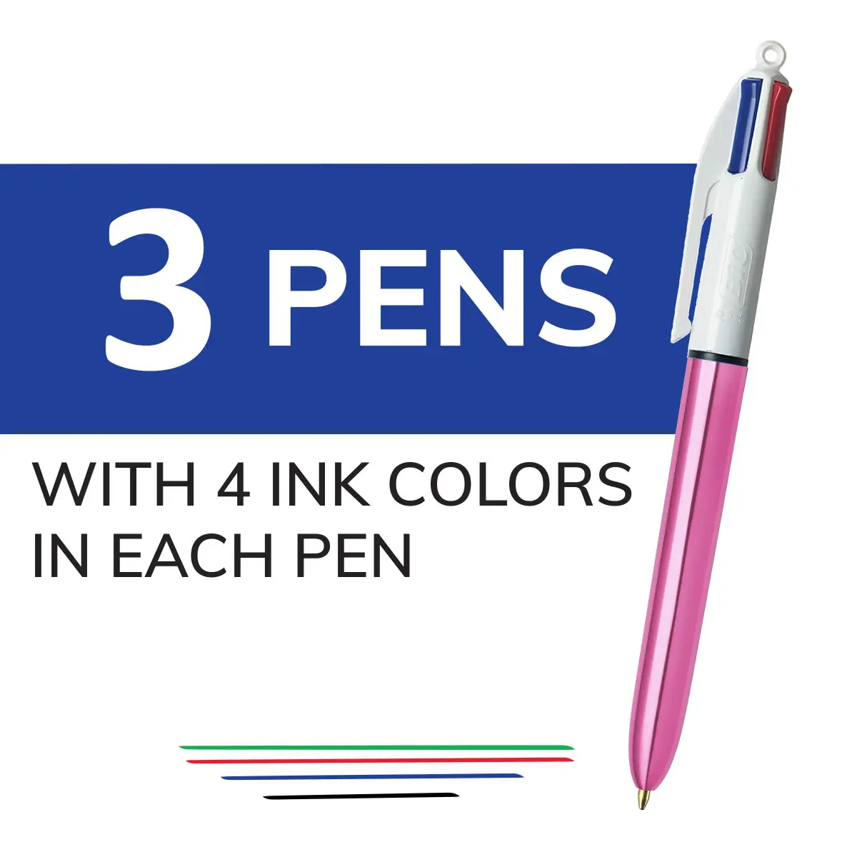 BIC 4 Color Shine Retractable Ballpoint Pen | 1.0 mm Point, Assorted Ink, Pack of 6 - view 2