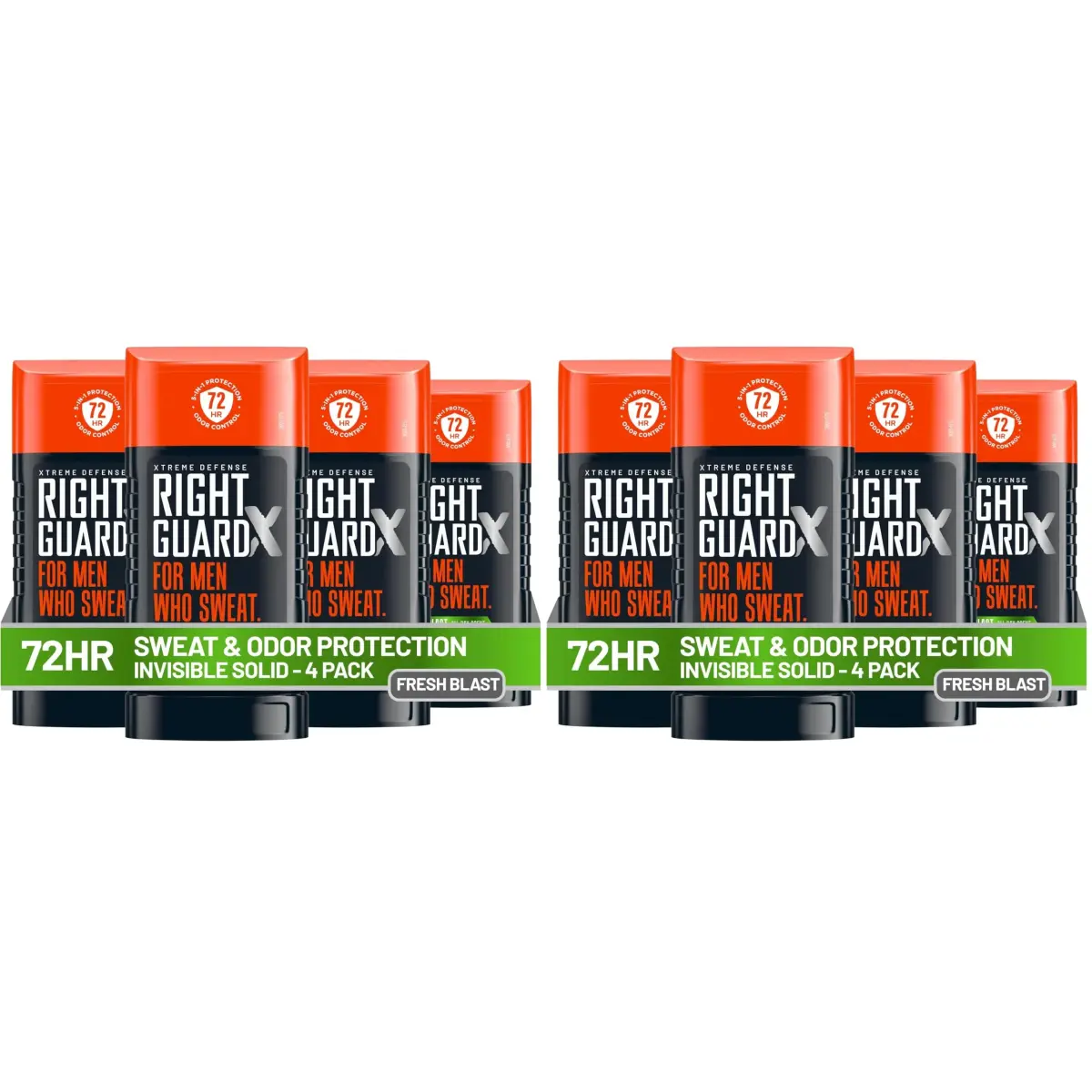 Right Guard Xtreme Defense Invisible Solid Antiperspirant Deodorant Fresh Blast 2.6 oz (Pack of 8) | 72-Hour Odor Control - main product image