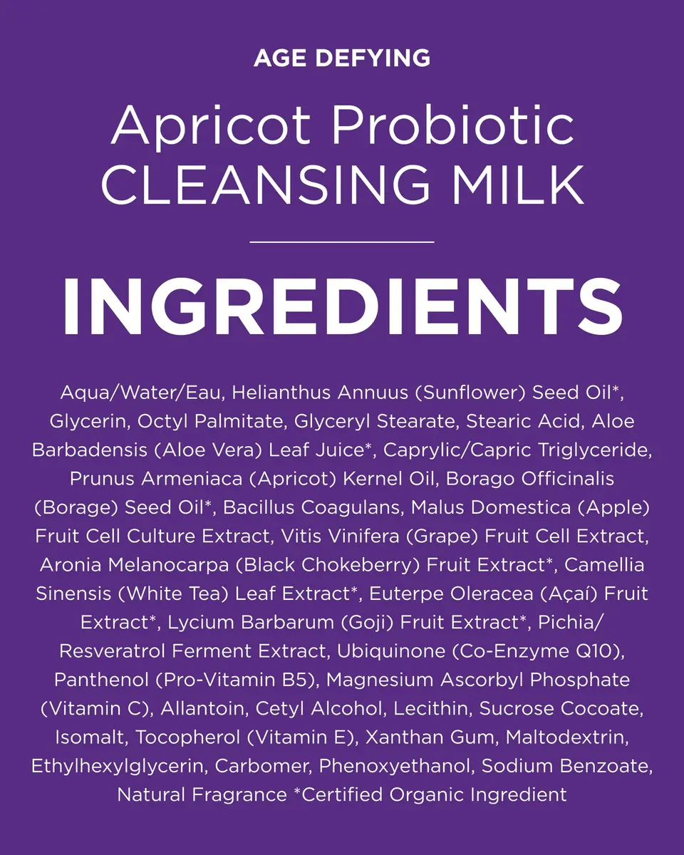 Andalou Naturals Apricot Probiotic Cleansing Milk 356ml (12 fl oz) | Gentle Daily Hydrating Face Cleanser For Dry, Dehydrated Skin - view 8
