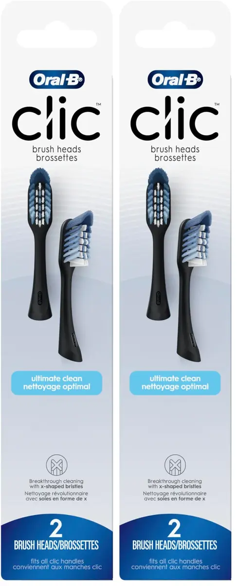 Oral-B Clic Replacement Brush Heads Black Pack of 4 | Next Gen Criss-Cross Bristles - main product image