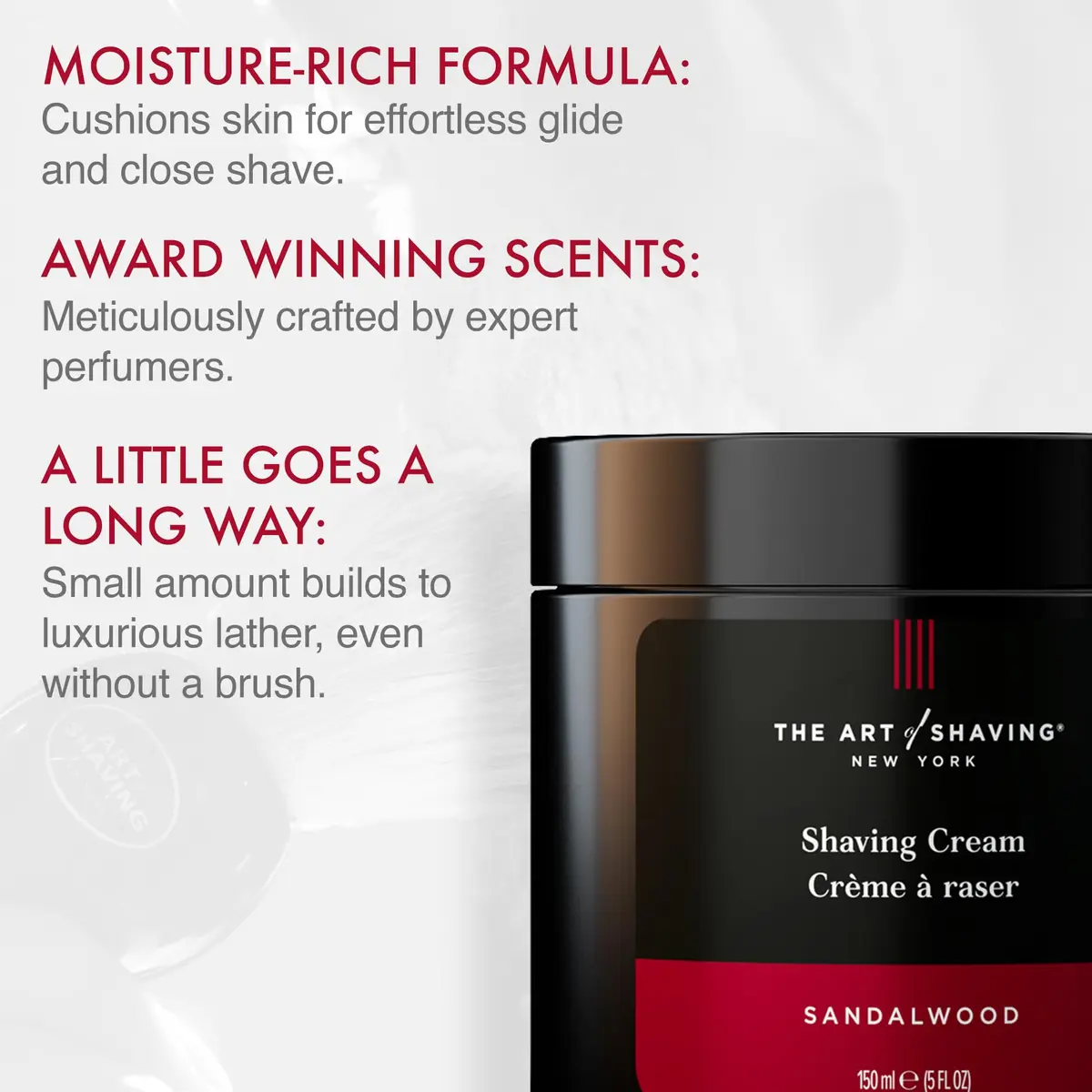 The Art of Shaving Sandalwood Shaving Cream for Men – 296ml (10 Fl Oz) | Protects Against Irritation and Razor Burn - view 2